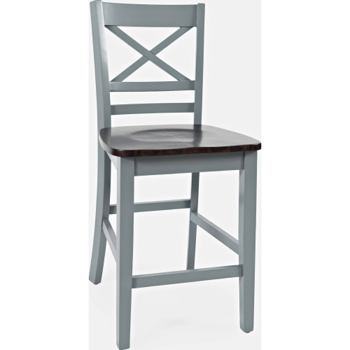 Asbury Park X Back Counter Stool in Grey & Brown (Set of 2)